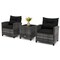3 Piece Wicker Bistro Set with Cushioned Chairs and Table for Garden